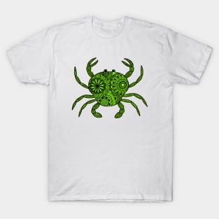 Mandala Crab (green and black) T-Shirt